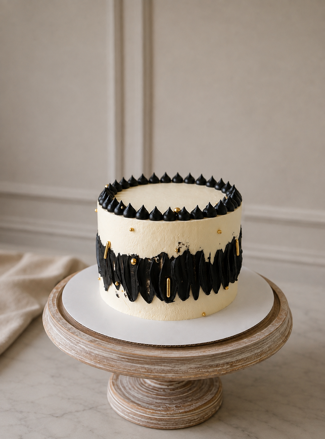 Black and white brushstroke celebration cake
